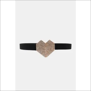 Rhinestone Heart Buckle Elastic Belt - Chic & Trendy