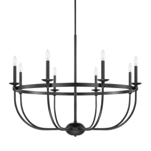 RYLANN 8 LIGHT CHANDELIER, MATTE BLACK