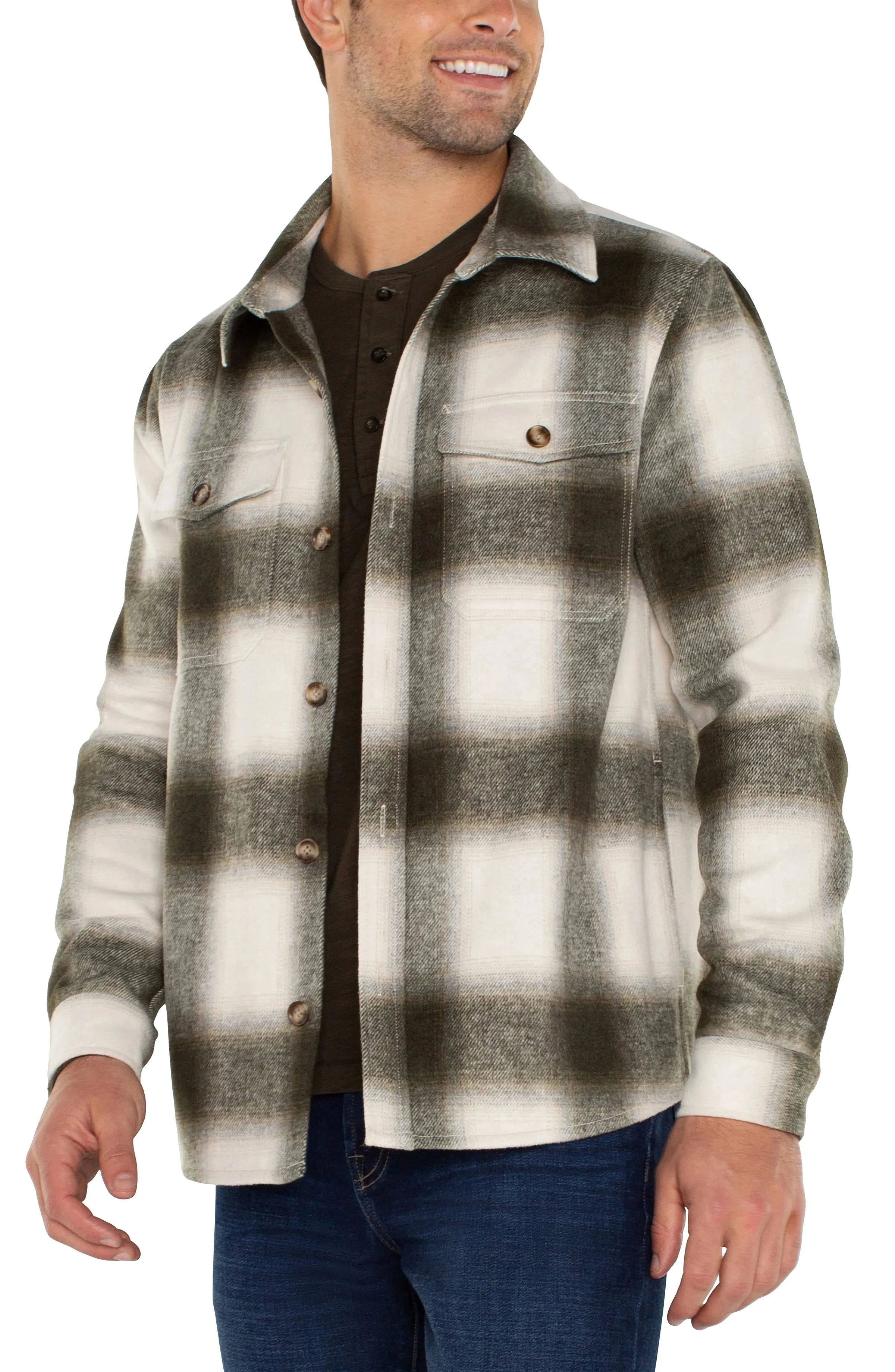 Shirt Jacket - Ivory olive multi