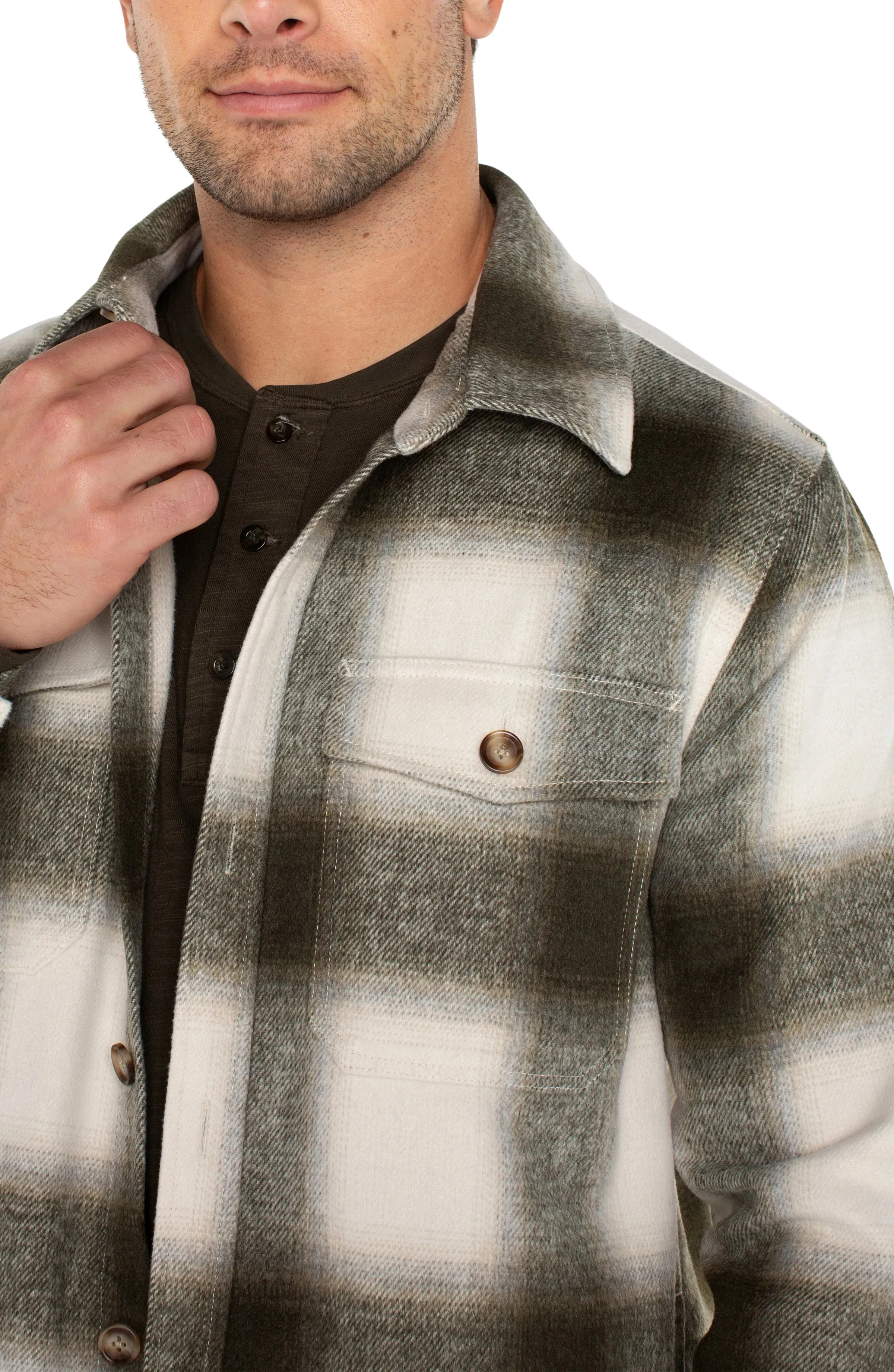 Shirt Jacket - Ivory olive multi