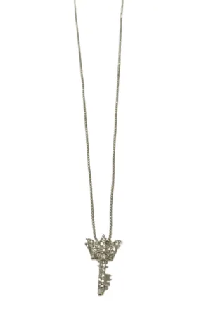 Silver Crown and Key Necklace