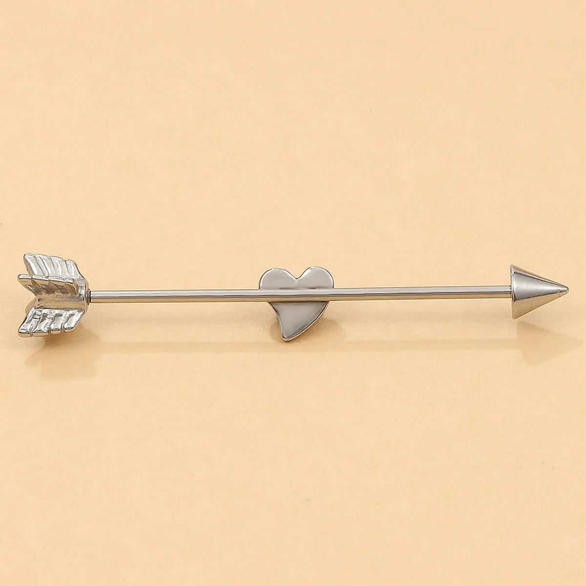 Silver-Plated Heart Arrow Ear Cuffs