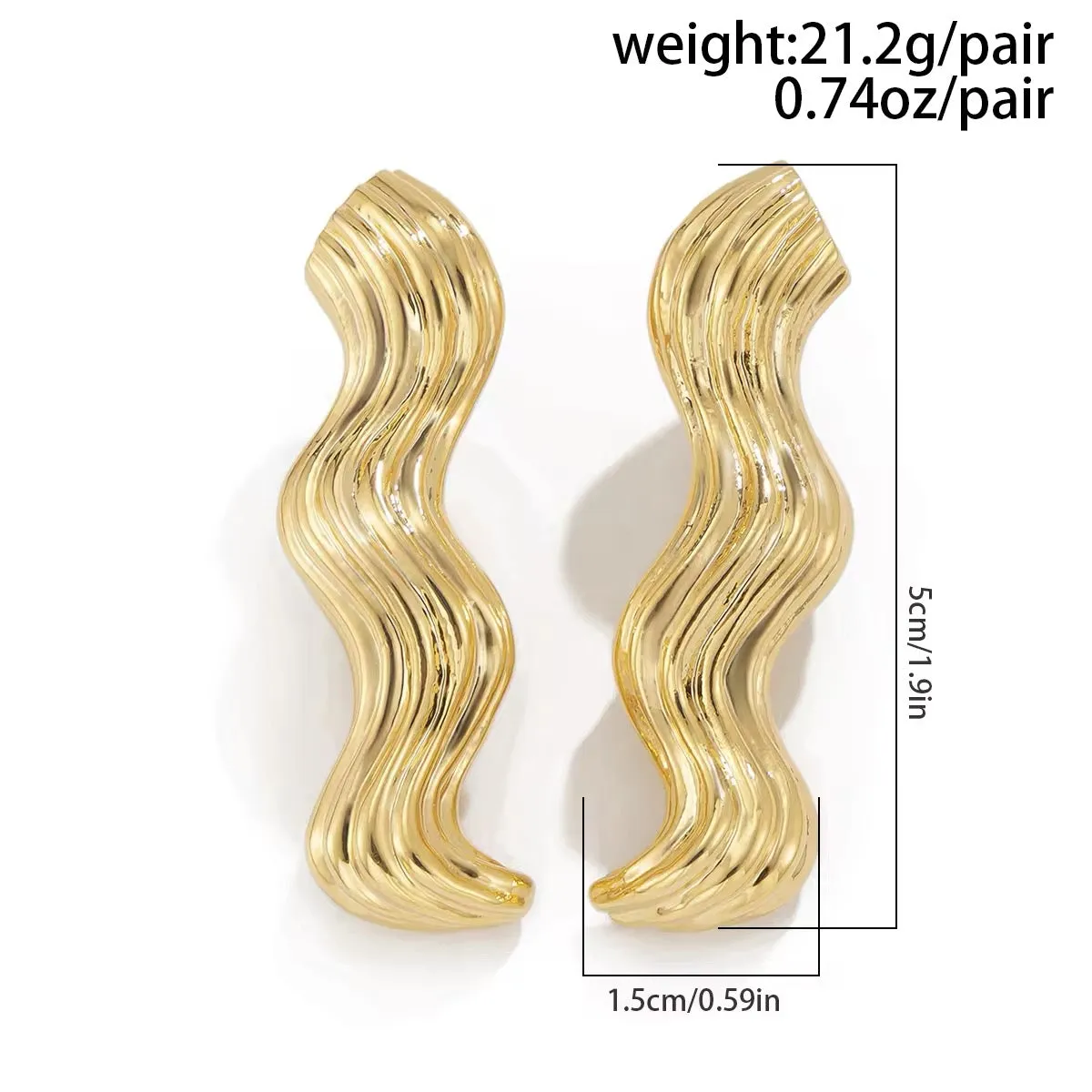 Simple Design Sea Wave Metal Drop Earrings