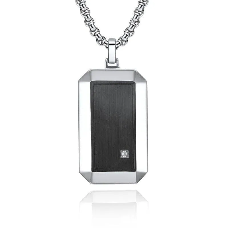Sleek Geometric Hexagon Men's Titanium Steel Necklace Pendant