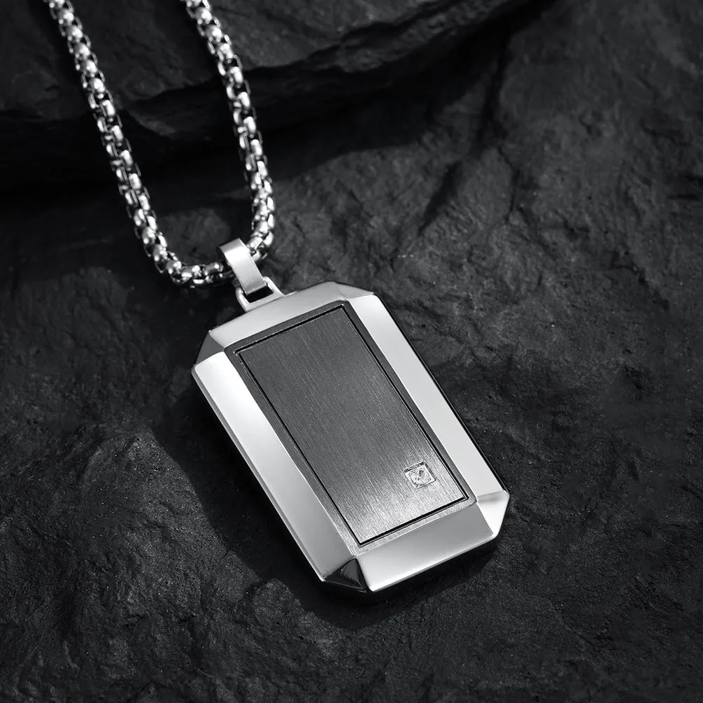 Sleek Geometric Hexagon Men's Titanium Steel Necklace Pendant