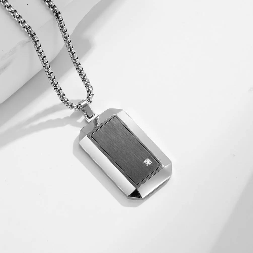 Sleek Geometric Hexagon Men's Titanium Steel Necklace Pendant