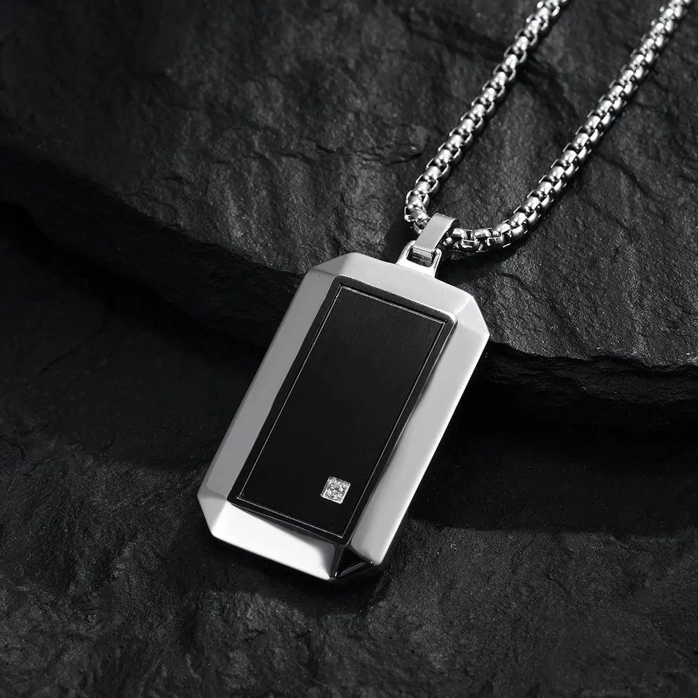 Sleek Geometric Hexagon Men's Titanium Steel Necklace Pendant