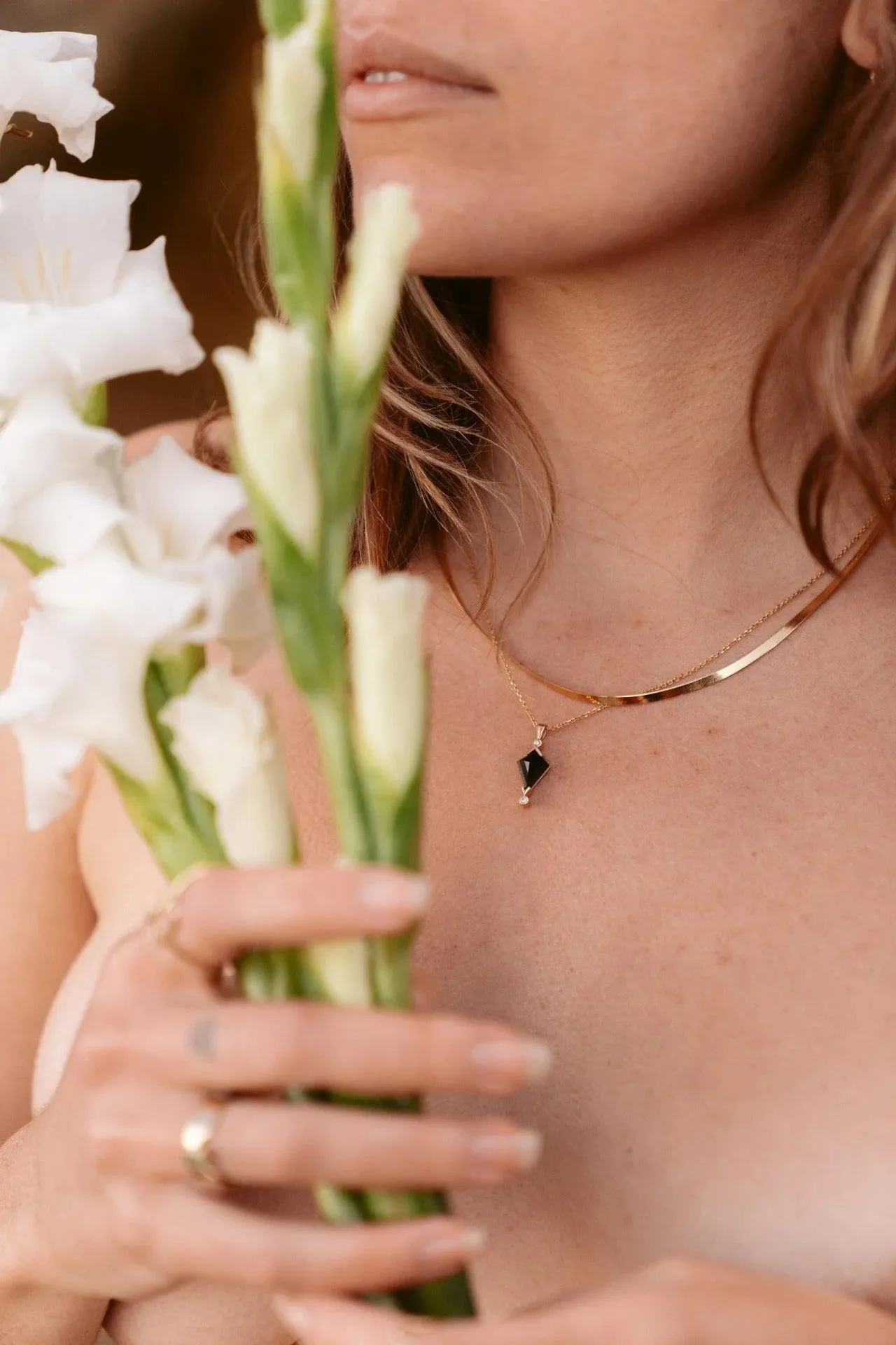 Slinky Herringbone Necklace, 18K GF - 16"