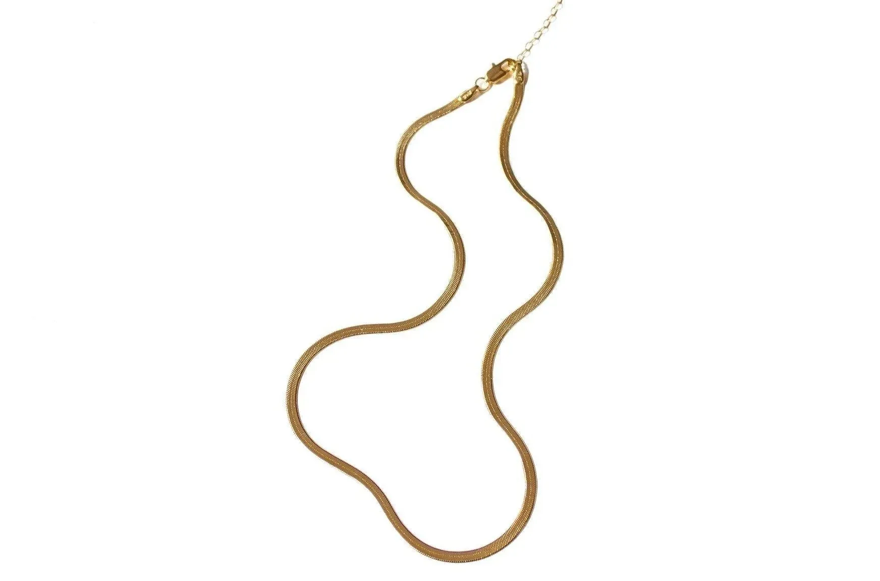 Slinky Herringbone Necklace, 18K GF - 16"