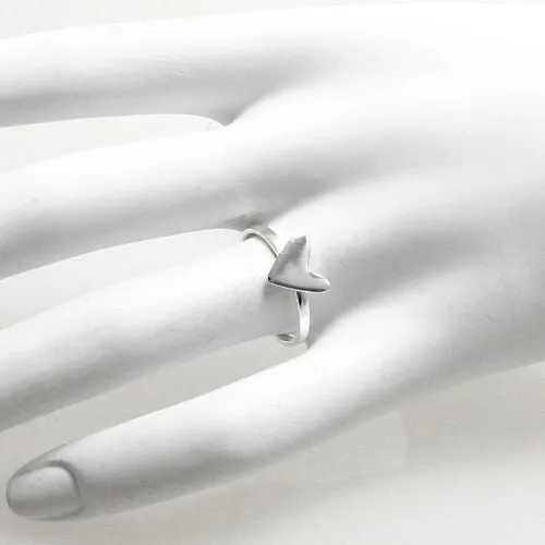 Small Modern Stylized Heart Ring in Sterling Silver