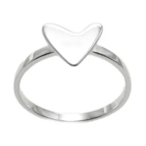 Small Modern Stylized Heart Ring in Sterling Silver