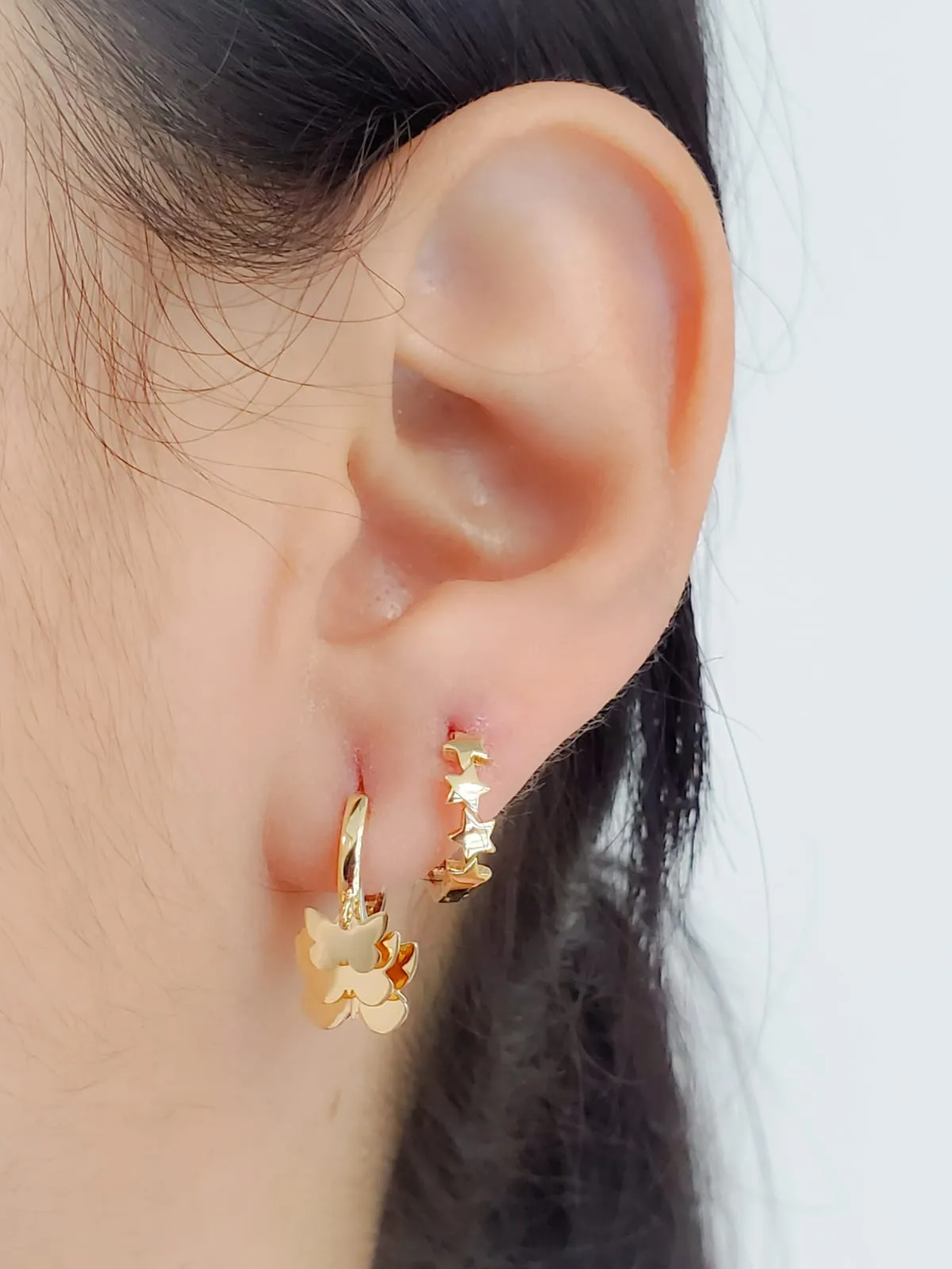 Small Star Studded Huggie Hoop Earrings