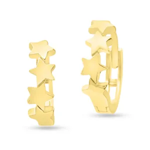 Small Star Studded Huggie Hoop Earrings