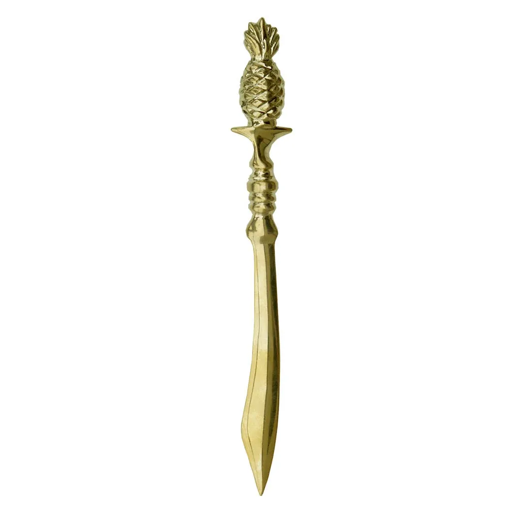 Solid Brass Pineapple Letter Opener | 8-1/4" Knife Mail Envelope Opener Staple Remover