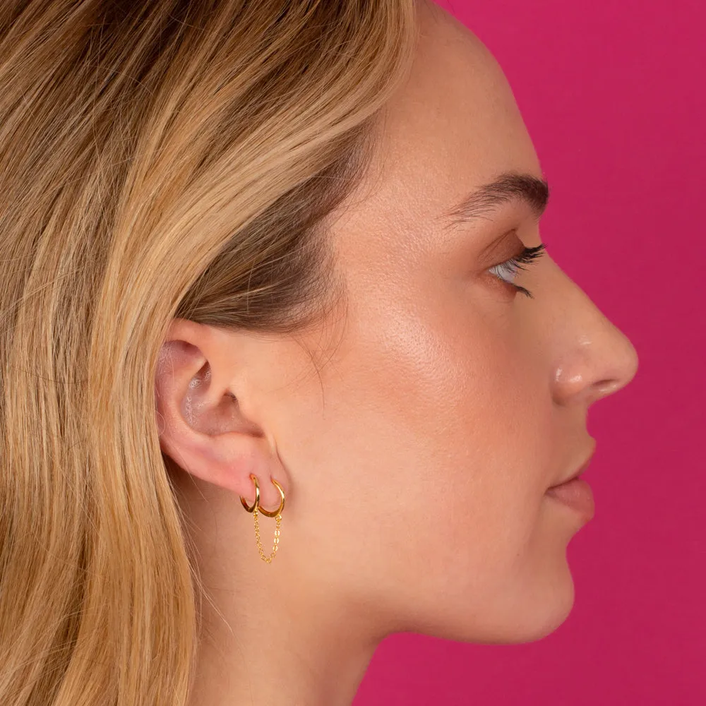 Solid Double Chain Huggie Earring