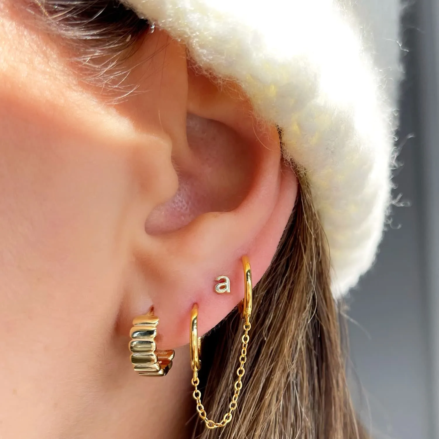 Solid Double Chain Huggie Earring