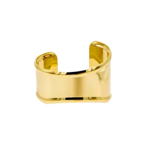 Solid Indented Curved Wide Bangle Bracelet