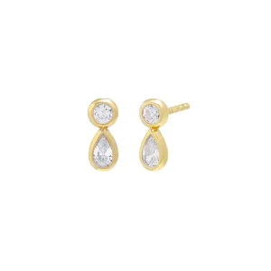 Solitaire X Teardrop Bezel Stud Earring