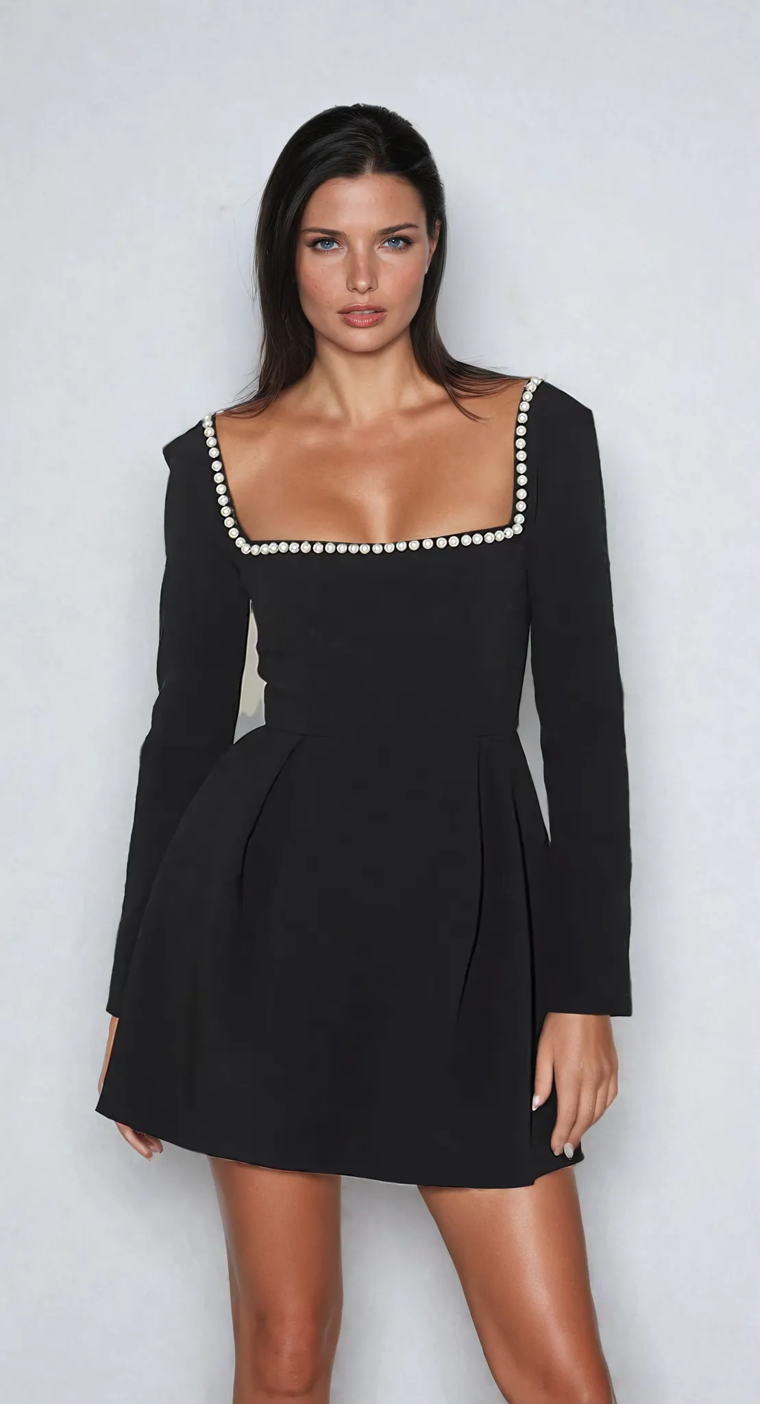 Square-Neck Mini Dress | Elegant & Chic | Perfect for Special Occasions