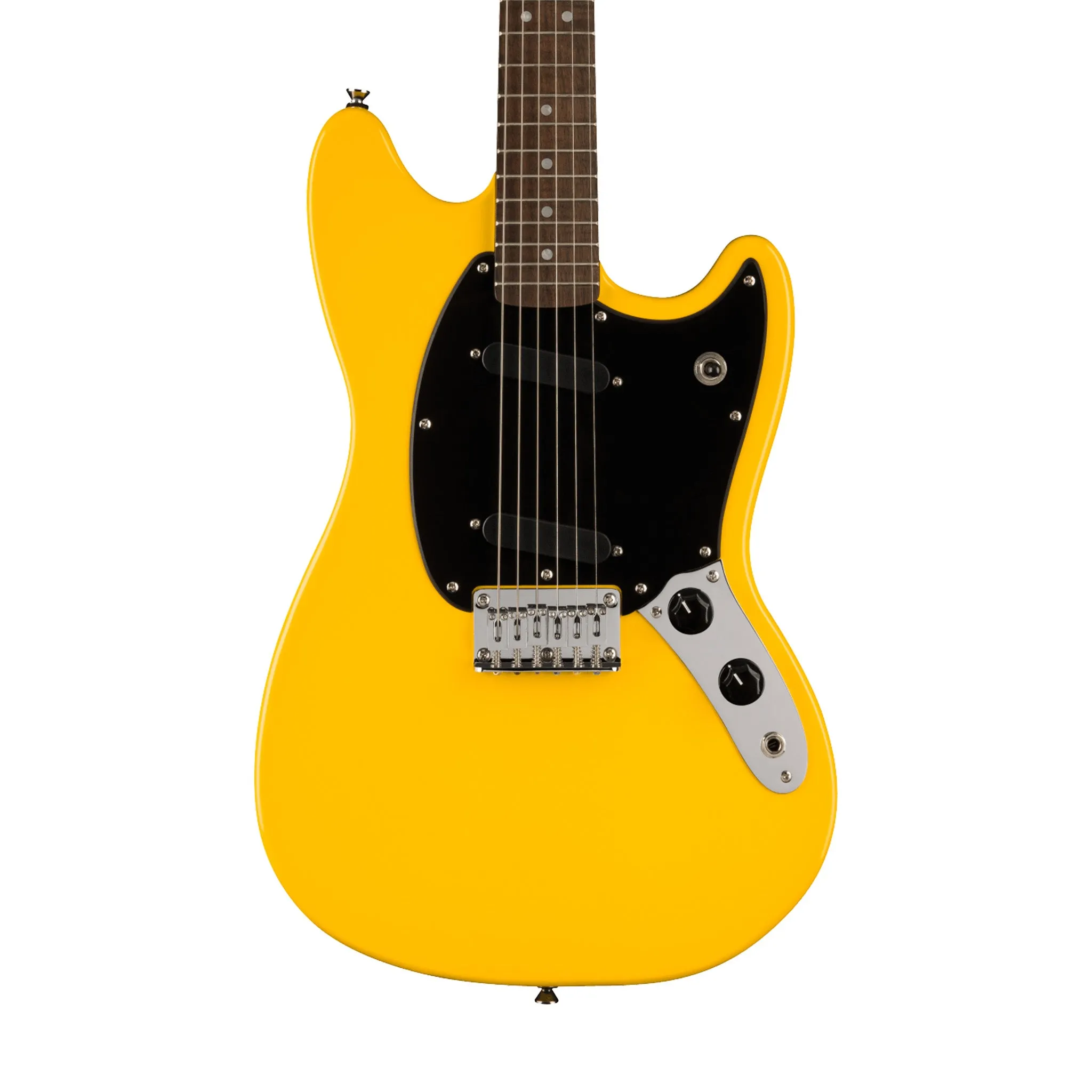 Squier FSR Sonic Mustang Electric Guitar w/Black Pickguard, Laurel FB, Graffiti Yellow