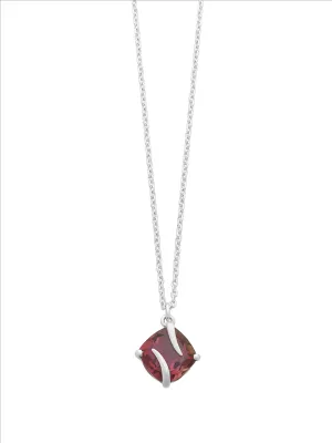Sterling Silver Claw Set Cushion Tourmaline Pendant M3080