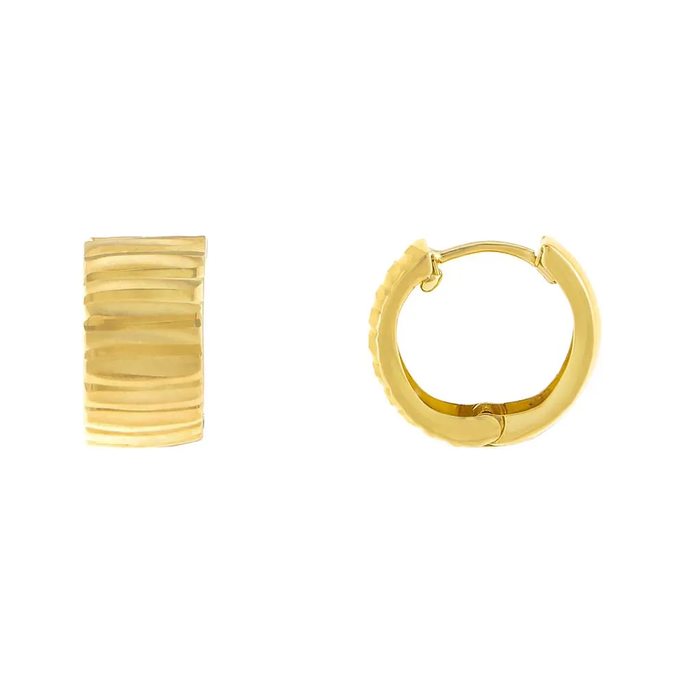 Striped Huggie Earring 14K