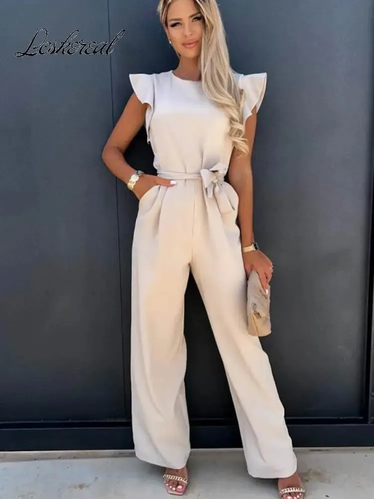 Summer Short Sleeve Wide Leg Jumpsuit | Elegant Vintage Streetwear