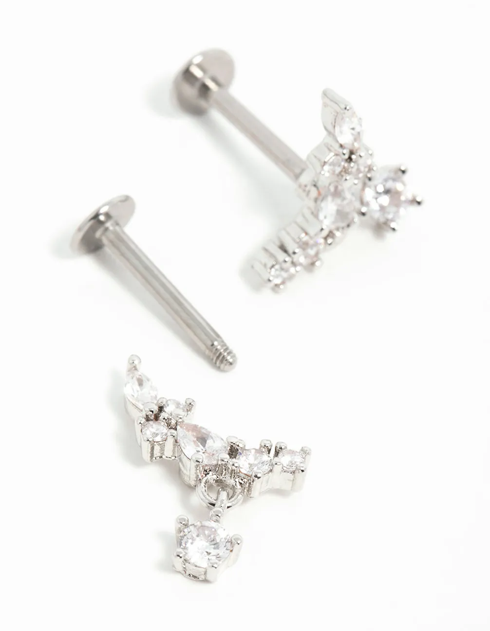 Surgical Steel Cubic Zirconia Marquise Flat Back Earrings