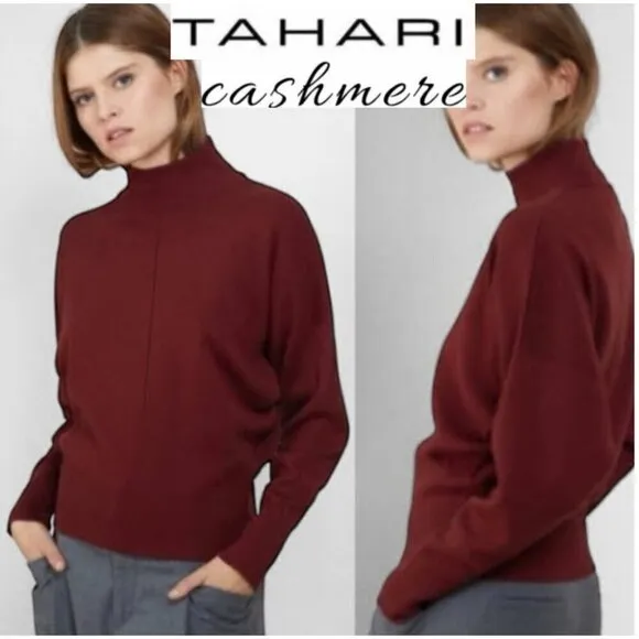 Tahari cashmere burgundy Dolan Sleeve Sweater
