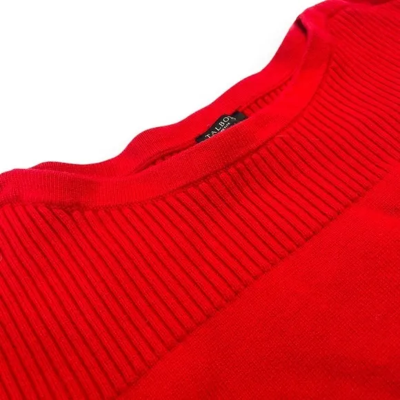 Talbots Red Sweater Size Petite XL Long Sleeve Ribbed Top Cotton Blend