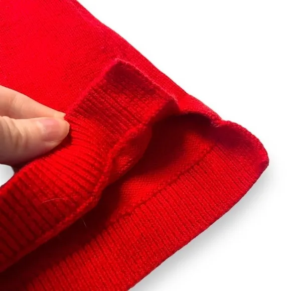 Talbots Red Sweater Size Petite XL Long Sleeve Ribbed Top Cotton Blend