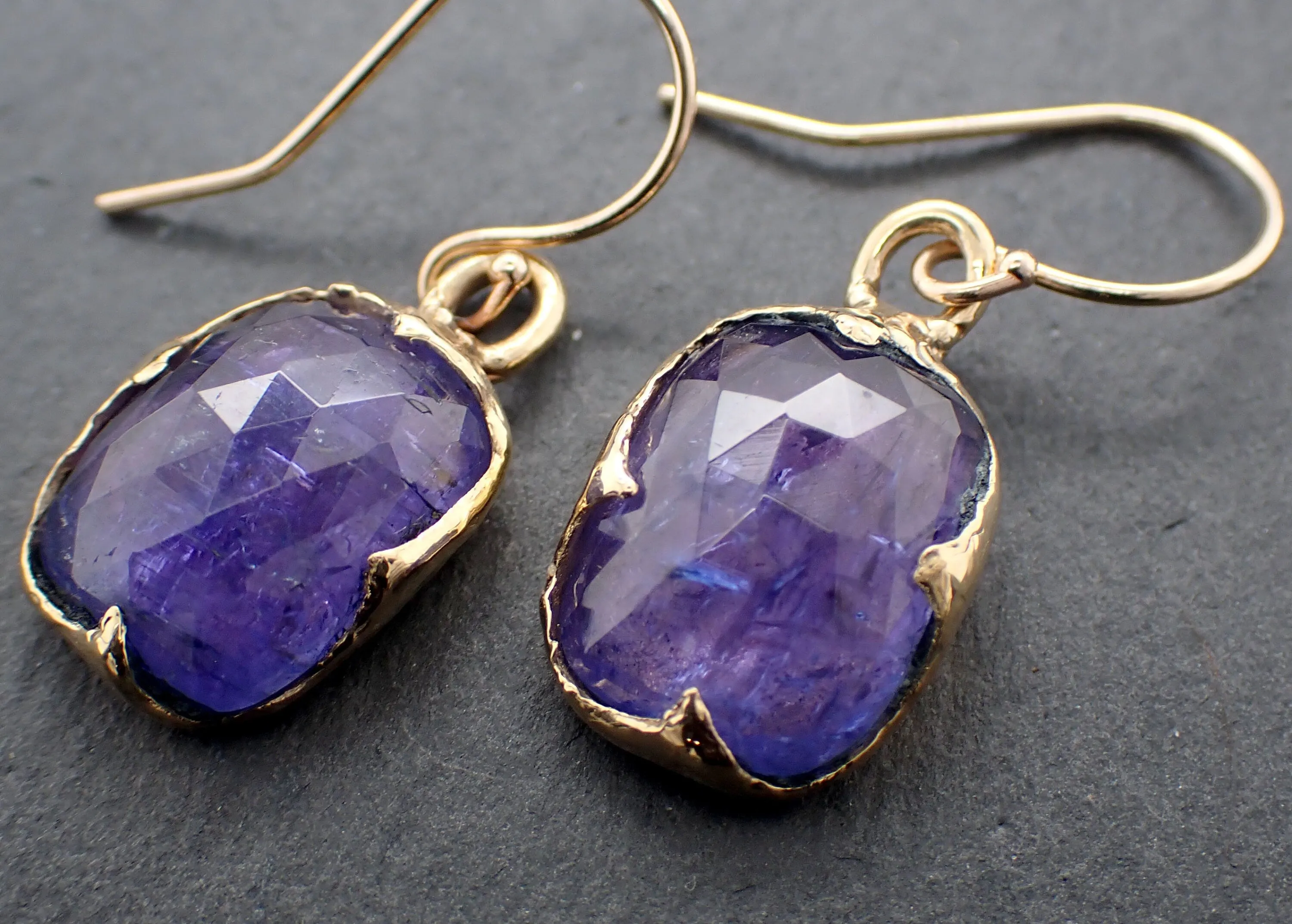 Tanzanite Fancy cut dangle earrings 14k 3321