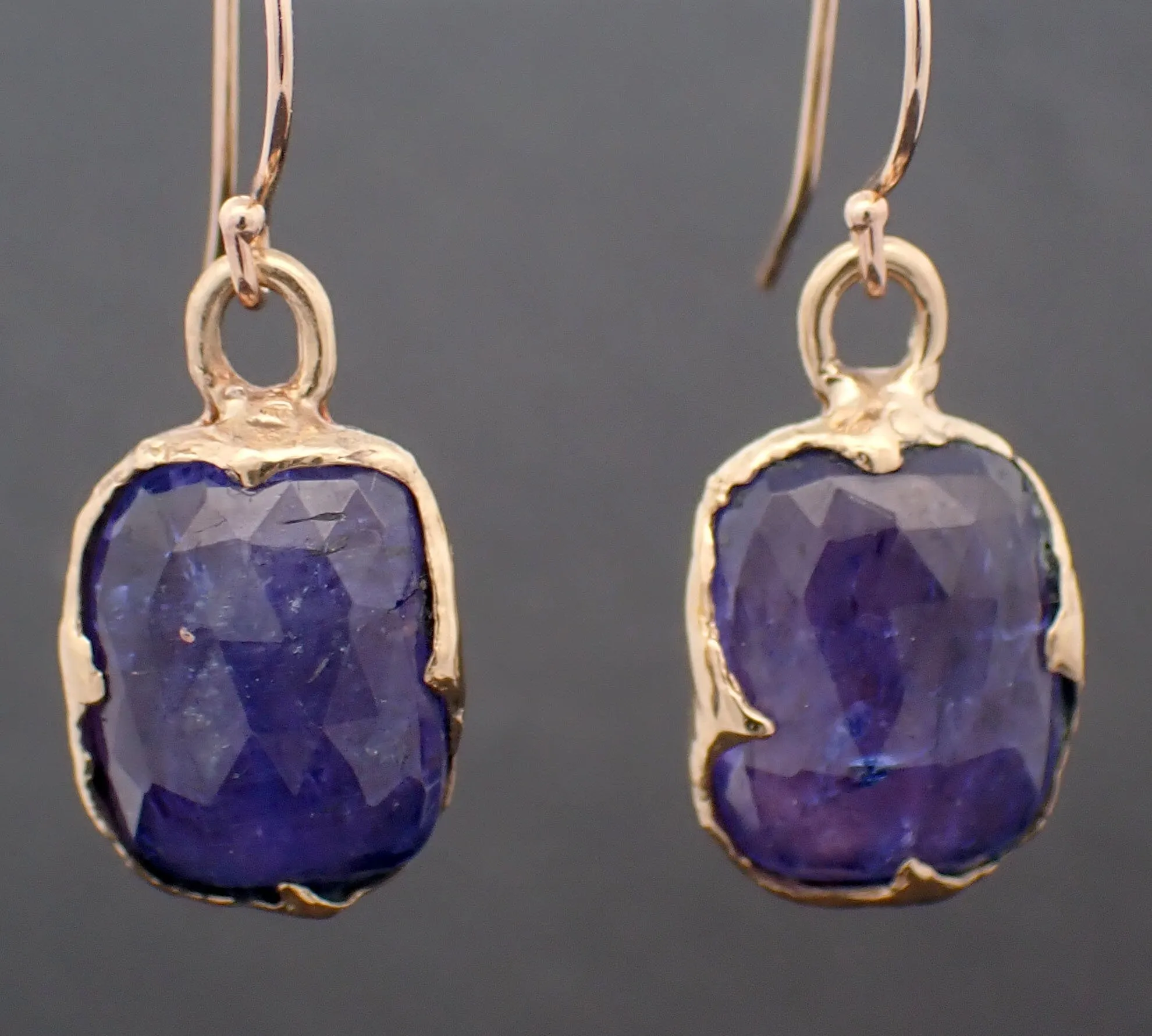 Tanzanite Fancy cut dangle earrings 14k 3321