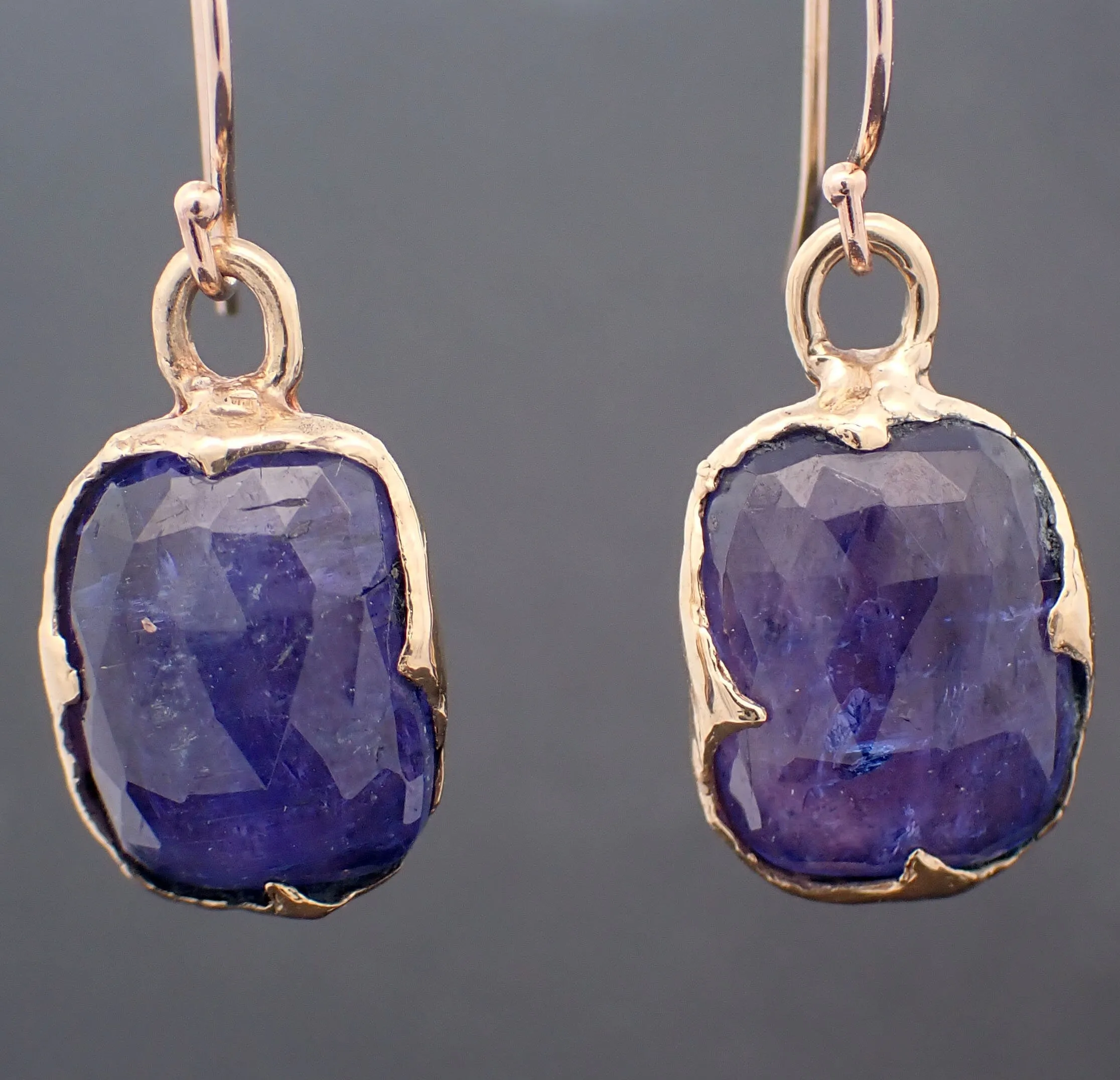 Tanzanite Fancy cut dangle earrings 14k 3321