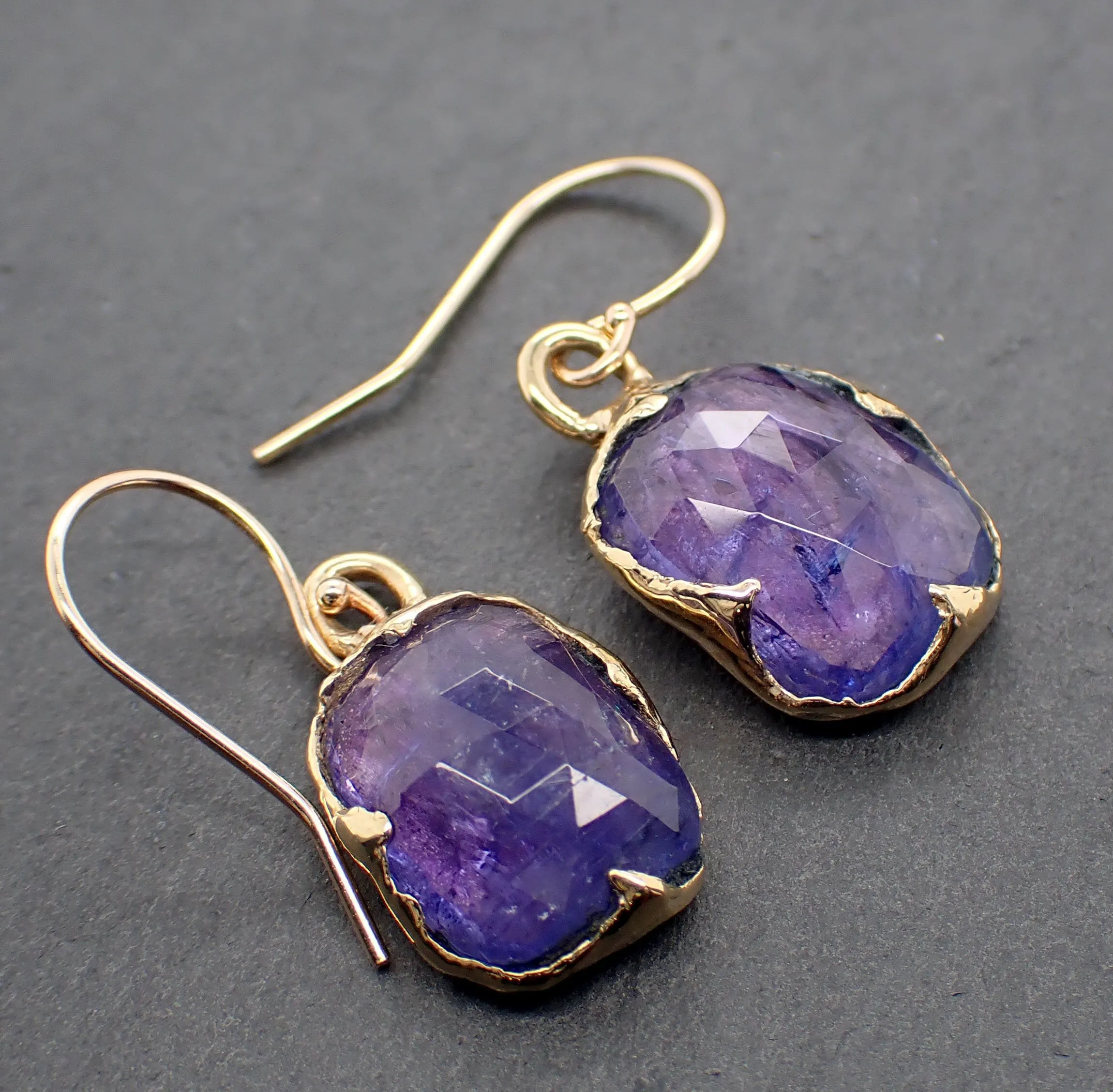 Tanzanite Fancy cut dangle earrings 14k 3321