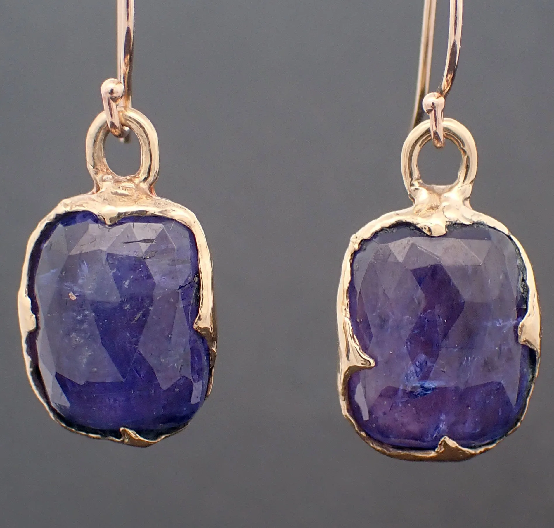 Tanzanite Fancy cut dangle earrings 14k 3321