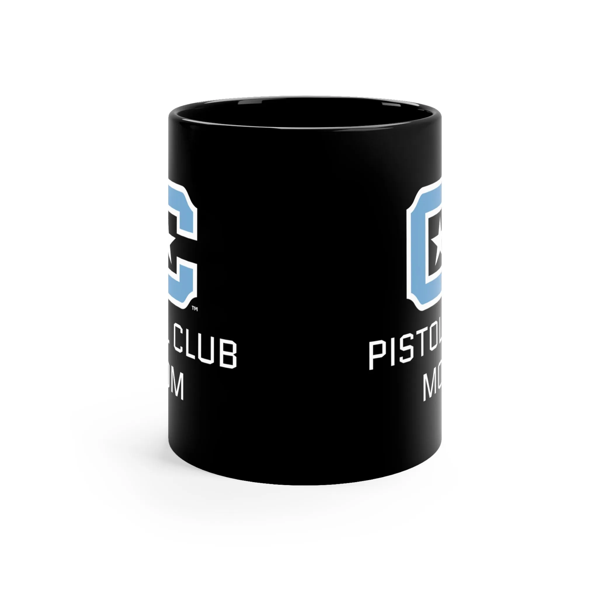 The Citadel Block C Logo, Club Sports Pistol Mom, Black Mug, 11oz