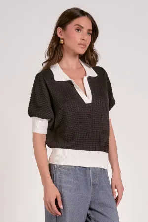 The Clara Collared Elbow Sleeve Sweater