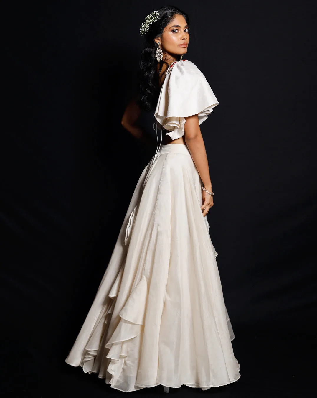 The Garden of Silk Ruffle Lehenga