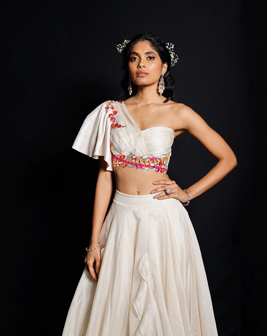 The Garden of Silk Ruffle Lehenga