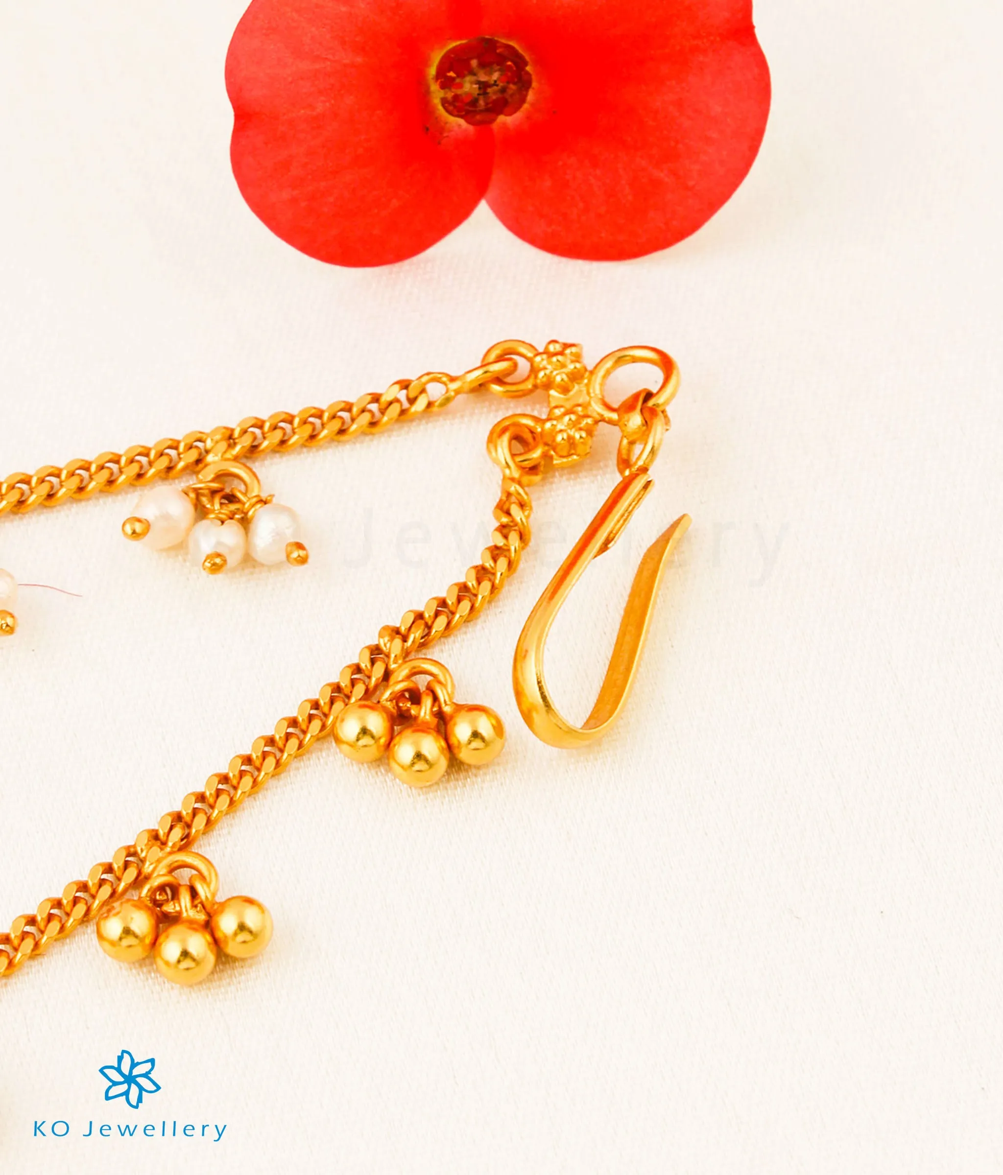 The Gejje & Pearl Drops Silver Ear chain (2 layers/Mixed)