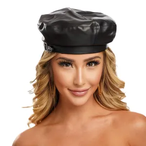 The Leather Beret In Black