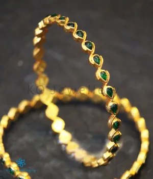 The Piyali Silver Kempu Bangle (Green/Size 2.2/2.4/2.6/2.8)