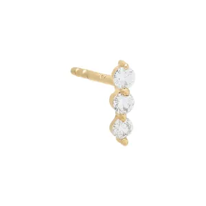 Three Diamond Bar Stud 14K