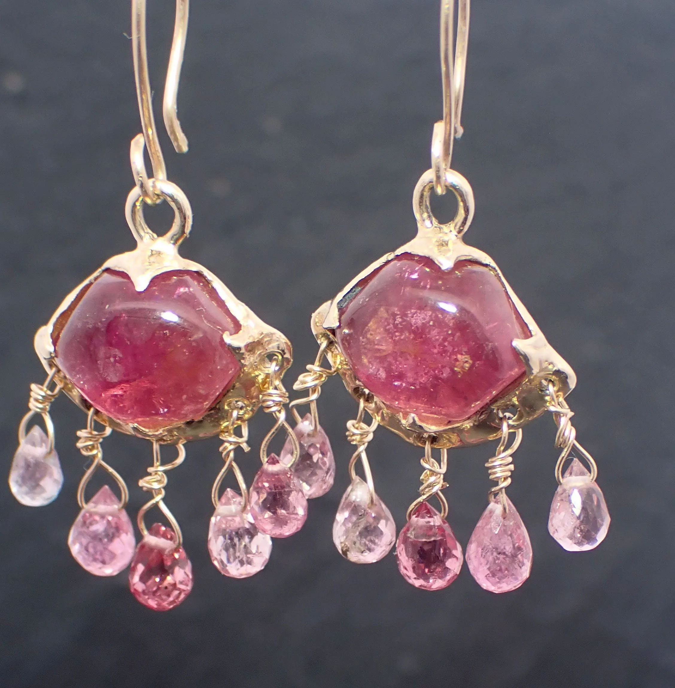 Tourmaline dangle earrings 14k 3374