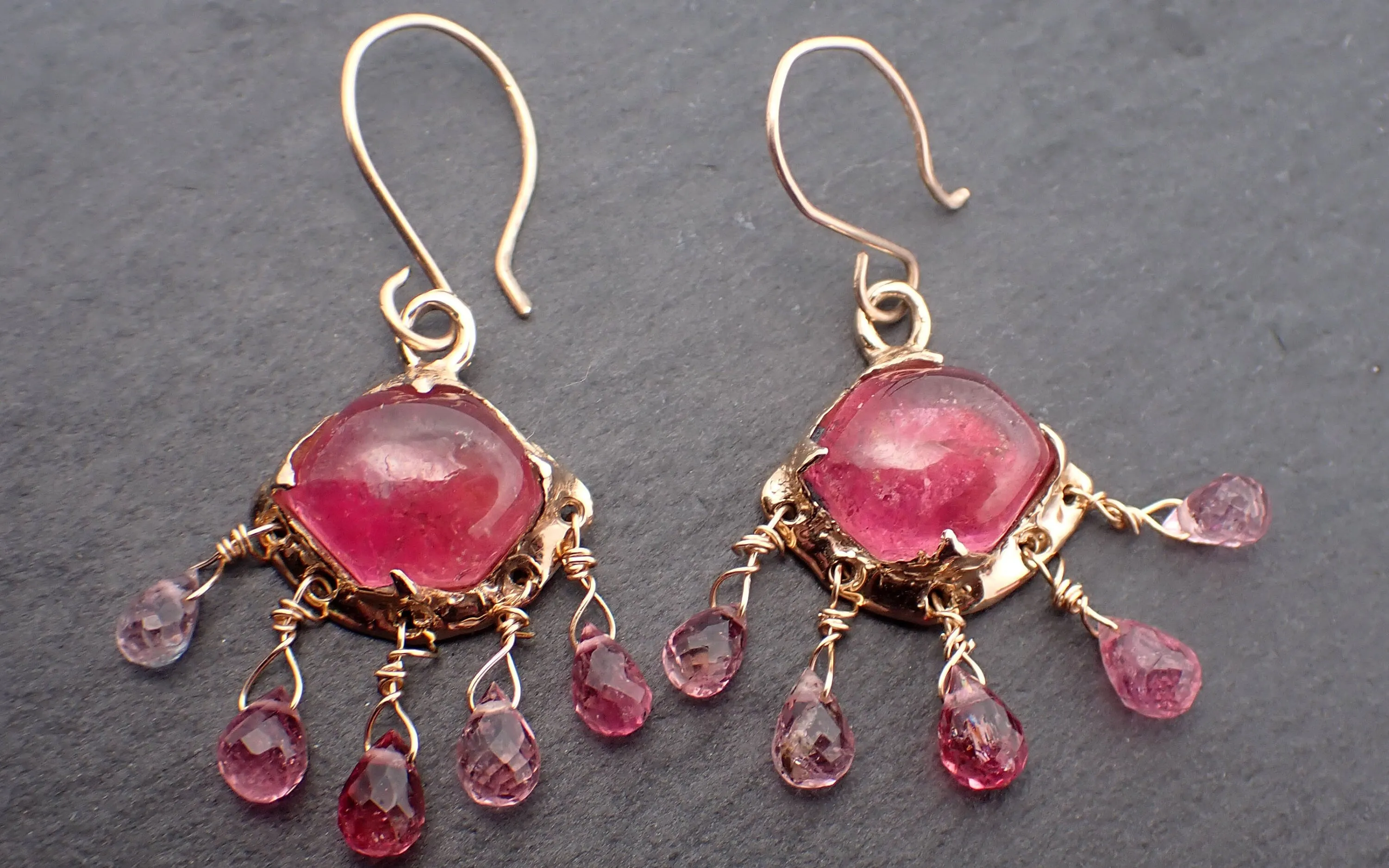 Tourmaline dangle earrings 14k 3374
