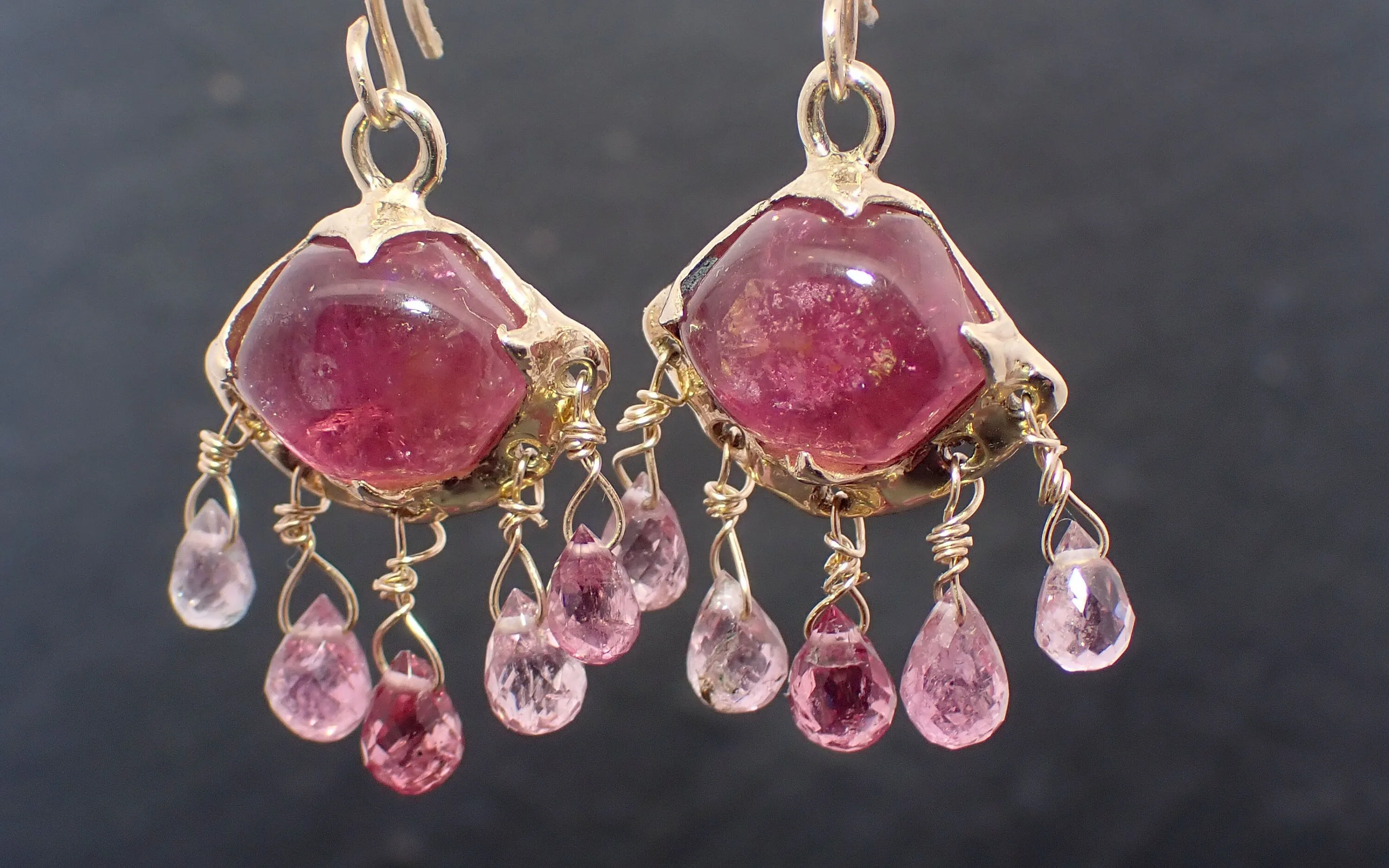 Tourmaline dangle earrings 14k 3374
