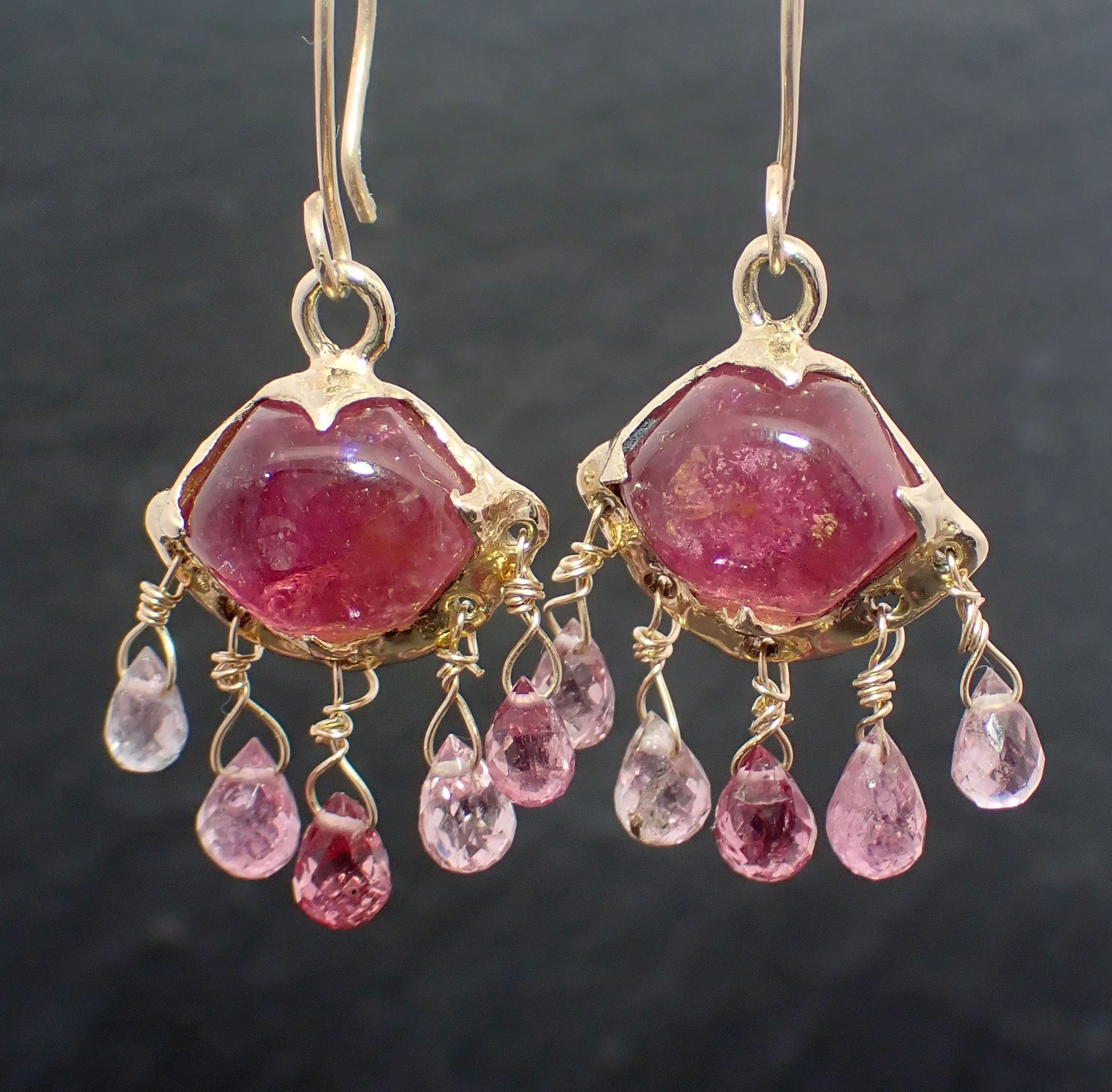 Tourmaline dangle earrings 14k 3374