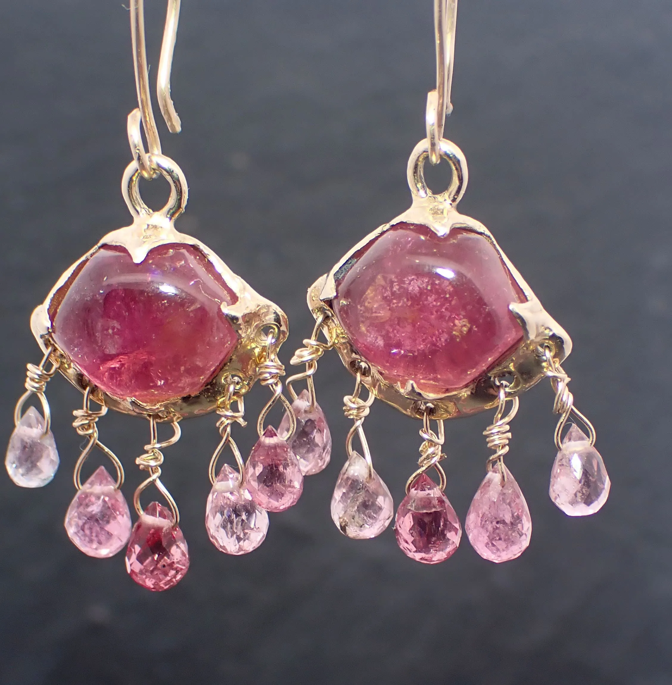 Tourmaline dangle earrings 14k 3374