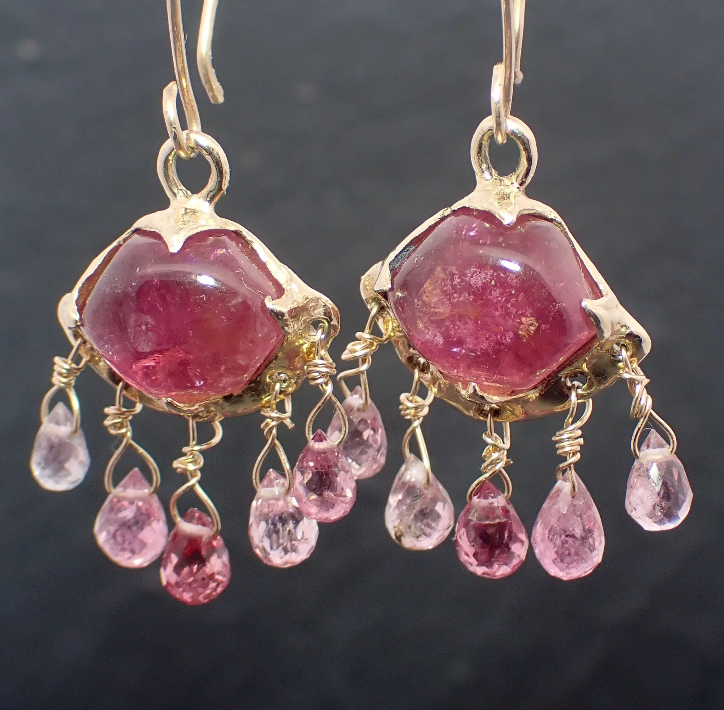 Tourmaline dangle earrings 14k 3374